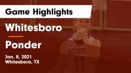 Whitesboro  vs Ponder  Game Highlights - Jan. 8, 2021