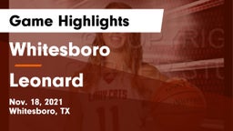 Whitesboro  vs Leonard  Game Highlights - Nov. 18, 2021