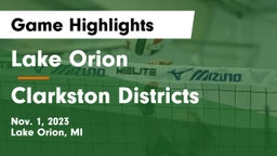 Lake Orion  vs Clarkston Districts Game Highlights - Nov. 1, 2023