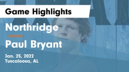 Northridge  vs Paul Bryant  Game Highlights - Jan. 25, 2022