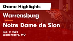 Warrensburg  vs Notre Dame de Sion  Game Highlights - Feb. 2, 2021