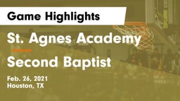 St. Agnes Academy  vs Second Baptist Game Highlights - Feb. 26, 2021