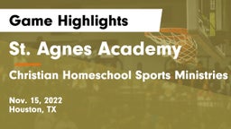 St. Agnes Academy  vs Christian Homeschool Sports Ministries Game Highlights - Nov. 15, 2022