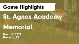 St. Agnes Academy  vs Memorial  Game Highlights - Nov. 18, 2022