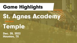 St. Agnes Academy  vs Temple  Game Highlights - Dec. 28, 2022