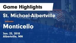 St. Michael-Albertville  vs Monticello  Game Highlights - Jan. 23, 2018