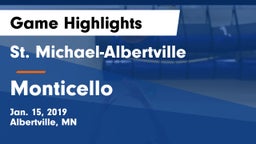 St. Michael-Albertville  vs Monticello  Game Highlights - Jan. 15, 2019
