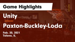 Unity  vs Paxton-Buckley-Loda  Game Highlights - Feb. 20, 2021