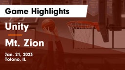 Unity  vs Mt. Zion  Game Highlights - Jan. 21, 2023