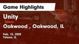 Unity  vs Oakwood , Oakwood, IL Game Highlights - Feb. 13, 2020