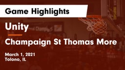 Unity  vs Champaign St Thomas More  Game Highlights - March 1, 2021