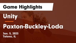 Unity  vs Paxton-Buckley-Loda  Game Highlights - Jan. 5, 2023
