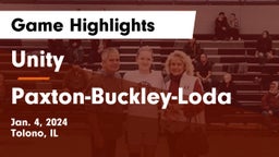 Unity  vs Paxton-Buckley-Loda  Game Highlights - Jan. 4, 2024