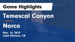 Temescal Canyon  vs Norco  Game Highlights - Nov. 14, 2019