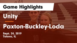 Unity  vs Paxton-Buckley-Loda  Game Highlights - Sept. 24, 2019