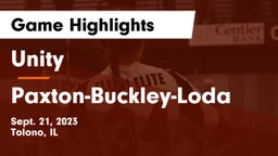 Unity  vs Paxton-Buckley-Loda  Game Highlights - Sept. 21, 2023