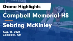 Campbell Memorial HS vs Sebring McKinley Game Highlights - Aug. 26, 2020