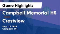 Campbell Memorial HS vs Crestview  Game Highlights - Sept. 15, 2020