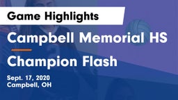 Campbell Memorial HS vs Champion Flash Game Highlights - Sept. 17, 2020