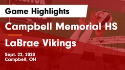 Campbell Memorial HS vs LaBrae Vikings Game Highlights - Sept. 22, 2020