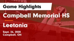 Campbell Memorial HS vs Leetonia Game Highlights - Sept. 26, 2020