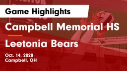 Campbell Memorial HS vs Leetonia Bears Game Highlights - Oct. 14, 2020