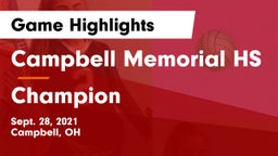 Campbell Memorial HS vs Champion Game Highlights - Sept. 28, 2021
