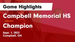 Campbell Memorial HS vs Champion Game Highlights - Sept. 1, 2022