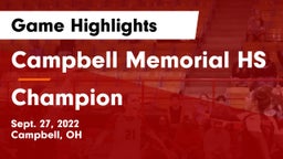 Campbell Memorial HS vs Champion Game Highlights - Sept. 27, 2022