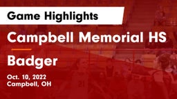 Campbell Memorial HS vs Badger Game Highlights - Oct. 10, 2022