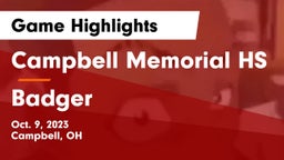 Campbell Memorial HS vs Badger Game Highlights - Oct. 9, 2023