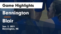 Bennington  vs Blair  Game Highlights - Jan. 2, 2021