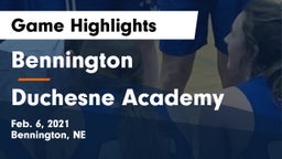 Bennington  vs Duchesne Academy Game Highlights - Feb. 6, 2021