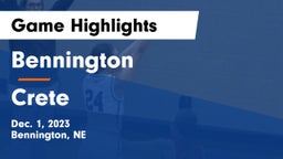 Bennington  vs Crete  Game Highlights - Dec. 1, 2023