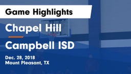 Chapel Hill  vs Campbell ISD Game Highlights - Dec. 28, 2018