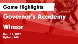 Governor's Academy  vs Winsor Game Highlights - Dec. 11, 2019