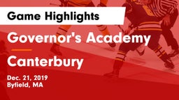 Governor's Academy  vs Canterbury  Game Highlights - Dec. 21, 2019