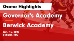 Governor's Academy  vs Berwick Academy  Game Highlights - Jan. 15, 2020