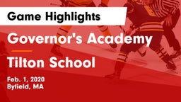 Governor's Academy  vs Tilton School Game Highlights - Feb. 1, 2020