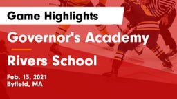 Governor's Academy  vs Rivers School Game Highlights - Feb. 13, 2021