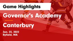 Governor's Academy  vs Canterbury  Game Highlights - Jan. 23, 2022