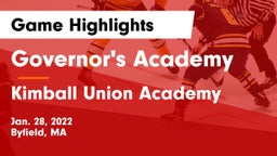 Governor's Academy  vs Kimball Union Academy Game Highlights - Jan. 28, 2022