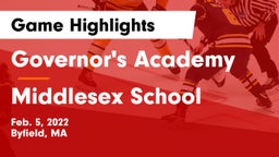Governor's Academy  vs Middlesex School Game Highlights - Feb. 5, 2022