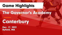 The Governor's Academy  vs Canterbury  Game Highlights - Dec. 17, 2022