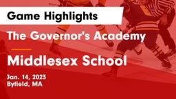 The Governor's Academy  vs Middlesex School Game Highlights - Jan. 14, 2023
