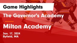 The Governor's Academy vs Milton Academy Game Highlights - Jan. 17, 2024