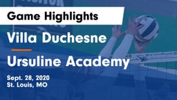 Villa Duchesne  vs Ursuline Academy  Game Highlights - Sept. 28, 2020
