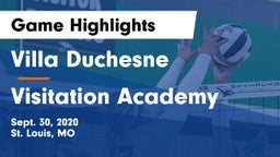 Villa Duchesne  vs Visitation Academy  Game Highlights - Sept. 30, 2020
