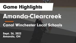 Amanda-Clearcreek  vs Canal Winchester Local Schools Game Highlights - Sept. 26, 2022