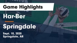 Har-Ber  vs Springdale  Game Highlights - Sept. 10, 2020